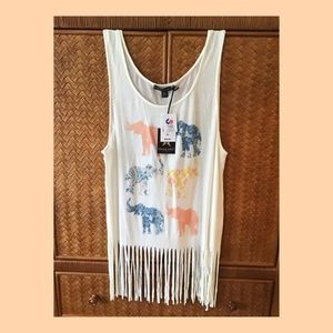 Living Doll LA Elephant Flowy Tank Top with Fringe